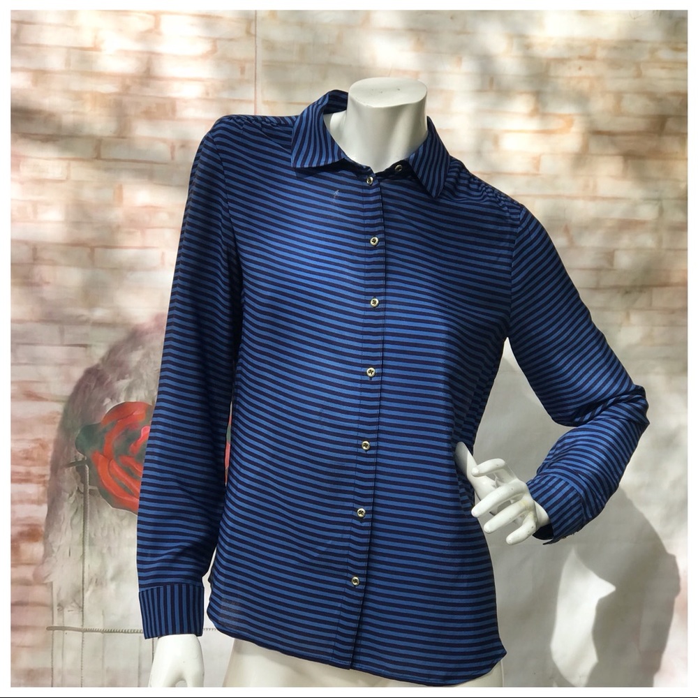 100% silk blouse Banana Republic small stripes